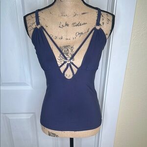 VENUS Blue Fitted Camisole with Cut Out Design
